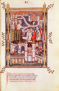 San Denis predicando a los parisinos que rompen sus ídolos paganos, de la Vie de St. Denis, 1317