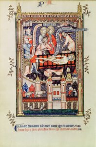 San Denis siendo torturado en el potro, de la Vie de St. Denis, 1317