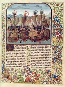 Fr 2643 f.82 Batalla de Ecluse, 24 de junio de 1340, de la Crónica de Froissart de French School