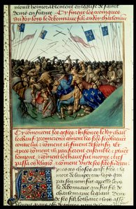 Lotario I (795-855) Emperador de Occidente en combate con sus hermanos Luis el Germánico (c.804-76) y Carlos el Calvo (823-77) en Fontenoy en Puisaye en 841 de French School