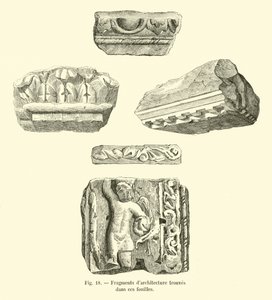 Fragmentos de arquitectura encontrados en estas excavaciones de French School