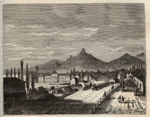 Francia, Alsacia, Bajo Rin (67), Saverne: Orillas del Zorn, el antiguo Château du Haut Barr construido sobre las rocas - grabado en “Francia ilustrada: geografía, historia, administración estadística” por V.A. Malt-Brown. 1884 de French School