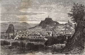 Francia, Auvernia, Alto Loira (43), Le Puy en Velay - grabado en "La Francia ilustrada: geografía, historia, administración estadística" por V.A. Malt-Brown. 1884 de French School