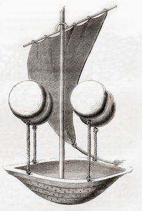 Concepto de barco volador de Francesco Lana de Terzi c.1670, de Les Merveilles de la Science, publicado c.1870 de French School