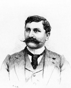 François DE NION (1856-1923), novelista y dramaturgo francés. Dibujo de Everet Louis Van Muyden (1853-1922). Grabado 1900