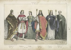 Reyes y reinas francos de la dinastía merovingia de French School