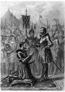 Francisco I, caballero armado tras la batalla de Marignan (1515). Siglo XIX (grabado) de French School