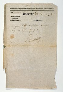 Receta gratuita del Hospital de la Caridad, París, 7 de marzo de 1837 de French School