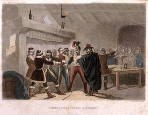 Masonería: el juramento de los hermanos segadores en Potok en 1821. Grabado de "Historia pintoresca de la Francmasonería y de las sociedades secretas antiguas y modernas" por F.-T. B. Clavel. Pagnerre, editor. 1843