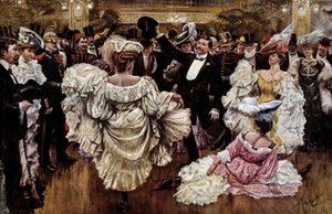 Bailarinas francesas de Cancan durante un espectáculo en un cabaret, principios del siglo XX (impresión) de French School