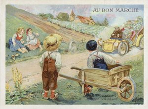 Niños franceses viendo un coche a toda velocidad de French School