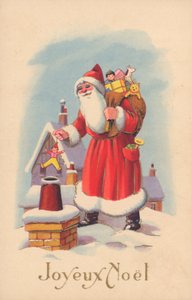 Tarjeta de Navidad francesa (litografía en color)