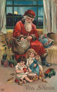 Tarjeta de Navidad francesa (litografía en color)