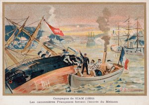 Cañoneras francesas en Paknam, Siam