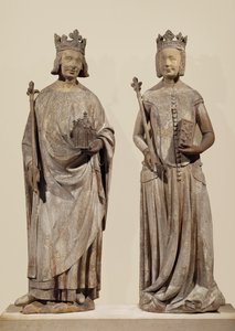 El rey francés Carlos V y Juana de Borbón (piedra) de French School