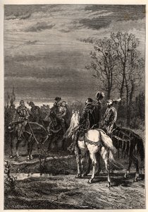 Guerras Religiosas Francesas - octubre de 1569 Guerra de Religión - Las conversaciones que precedieron a la Batalla de Moncontour (Henri, Duque de Anjou futuro Enrique III y Gaspard II de Coligny - La Batalla de Moncontour (octubre de 1569) - grabado de "L