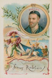 Escritor renacentista francés Rabelais con su personaje Gargantúa de French School