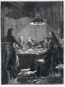 Revolución Francesa: Reunión del Comité de Salvación Pública, un gobierno revolucionario establecido por la Convención Nacional en 1793. de French School