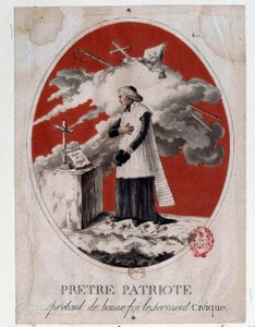 Revolución Francesa: un sacerdote patriota tomando el juramento cívico de buena fe. Grabado del siglo XVIII. París, Biblioteca del Arsenal