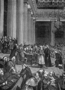 Revolución Francesa: abolición de privilegios en la Asamblea Nacional en 1789 (grabado)