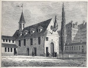 Revolución Francesa: lugar de reunión del club de los Jacobinos en París, un antiguo convento en el distrito de Saint-Honoré (Saint Honoré). Grabado de 1889. Colección privada de French School