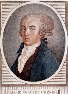 Revolución Francesa: retrato del diplomático poeta e historiador Marie Joseph Chenier (1764-1811), autor del grabado "Chant du depart" del siglo XIX.