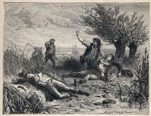 Revolución Francesa: suicidio por envenenamiento de los políticos François Buzot (1760-1794) y Jérôme Pétion de Villeneuve (1759-1794) de French School