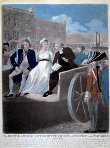 Revolución Francesa: "La reina de Francia María Antonieta (1755-1793) es llevada a la guillotina". Grabado de 1793. París, Biblioteca del Arsenal de French School