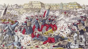 Tropas francesas rodeadas por el ejército prusiano en la batalla de Sedán, 31 de agosto de 1870 de French School