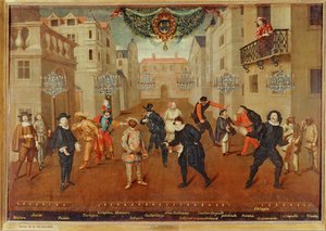 Cómicos franceses e italianos ... (pintura sobre lienzo)