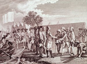 Desembarco del ejército francés en Saint-Louis de Senegal de French School