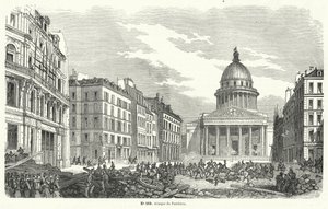 Tropas del ejército francés atacando a los insurgentes que ocupan el Panteón, París, 24 de junio de 1848 (grabado)