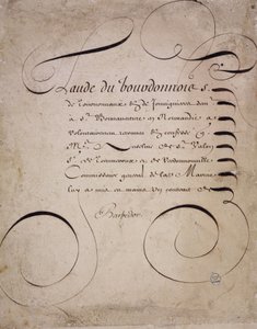 Caligrafía francesa: Carta de la cámara de cuentas por Louis Barbedor alrededor de 1640 de French School