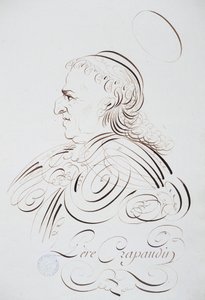 Caligrafía francesa: Retrato del Padre Crapaudin por Bernard de París alrededor de 1780. Biblioteca histórica de la ciudad de París de French School