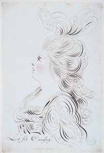 Caligrafía francesa: Retrato de la princesa de Polignac en el rostro realzado por acuarela por Bernard de París alrededor de 1780. Biblioteca histórica de la ciudad de París de French School