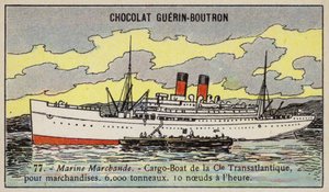 Barco de carga francés de la Compagnie Transatlantique de French School