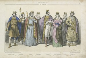 Reyes y reinas franceses de los siglos X, XI y XII de French School