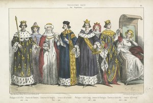 Reyes y reinas franceses de los siglos XIII y XIV de French School