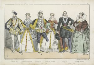 Reyes y reinas franceses de los siglos XVI y XVII de French School