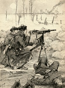 Equipo francés de ametralladoras en la Batalla del Yser, Bélgica de French School