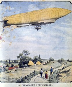 El dirigible militar francés La Republique en su vuelo inaugural de París a Compiegne de French School