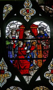 De la ventana w30, la ventana de la vida de San Romain: un prisionero es recibido por el rey