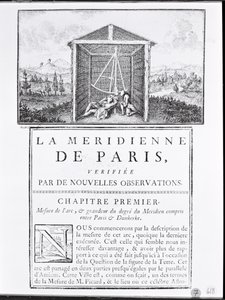 Portada del primer capítulo de La Meridienne de Paris por Cesar-Francois Cassini de Thury, 1744