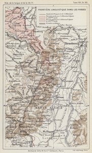 Frontera lingüística en los Vosgos (litografía en color) de French School