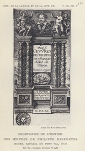 Frontispicio de la edición de las obras de Philippe Desportes de French School