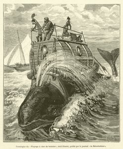 Frontispicio del Viaje a lomo de ballena, relato ilustrado, publicado por el diario la Recreación de French School