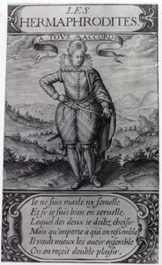 Portada de Les Hermaphrodites de Thomas Artus, 1605 de French School