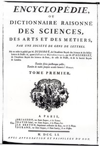 Frontispicio de La Enciclopedia de Ciencia, Arte e Ingeniería de Denis Diderot (1713-84) publicada en París, 1751