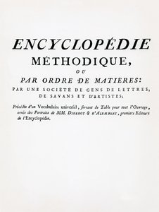 Frontispicio de la Enciclopedia Metódica por Orden de Materias, editada por Denis Diderot y Jean Le Rond d