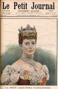 Portada del periódico francés reina Alexandra de Inglaterra (1844-1925) esposa del rey Eduardo VII “Le Petit Journal” 24 de febrero
